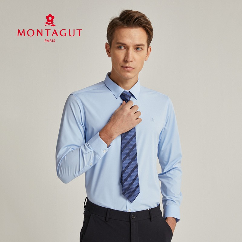 梦特娇(montagut)官方直发21春季新款男士商务休闲长袖衬衫 纯色职场