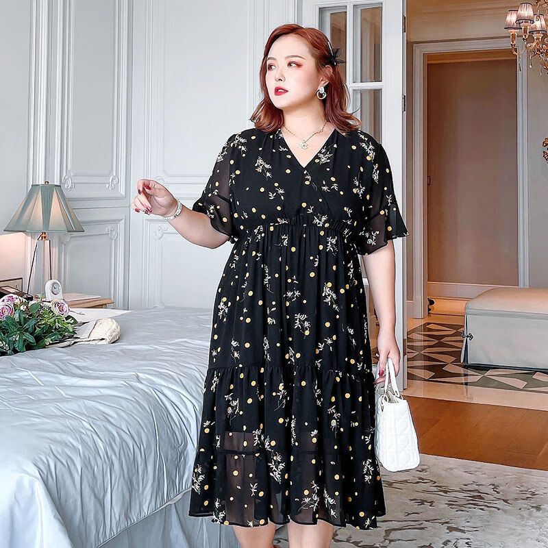 乐拓健胖妹妹240斤大码女装连衣裙夏季新款300斤特大码女装夏胖mm遮肚