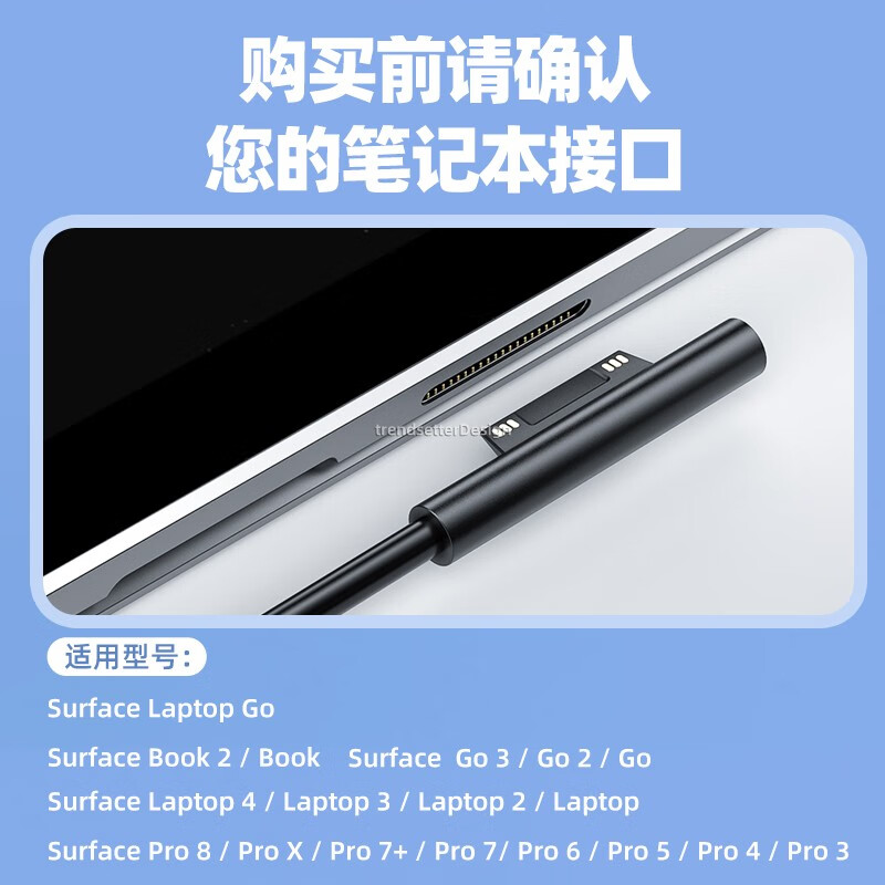 即满适用微软充电器65W平板笔记本电脑便携式电源适配器迷你pd快充surface充电器 65W充电器pd+微软surface充电线 微软Surface Go go2 go3