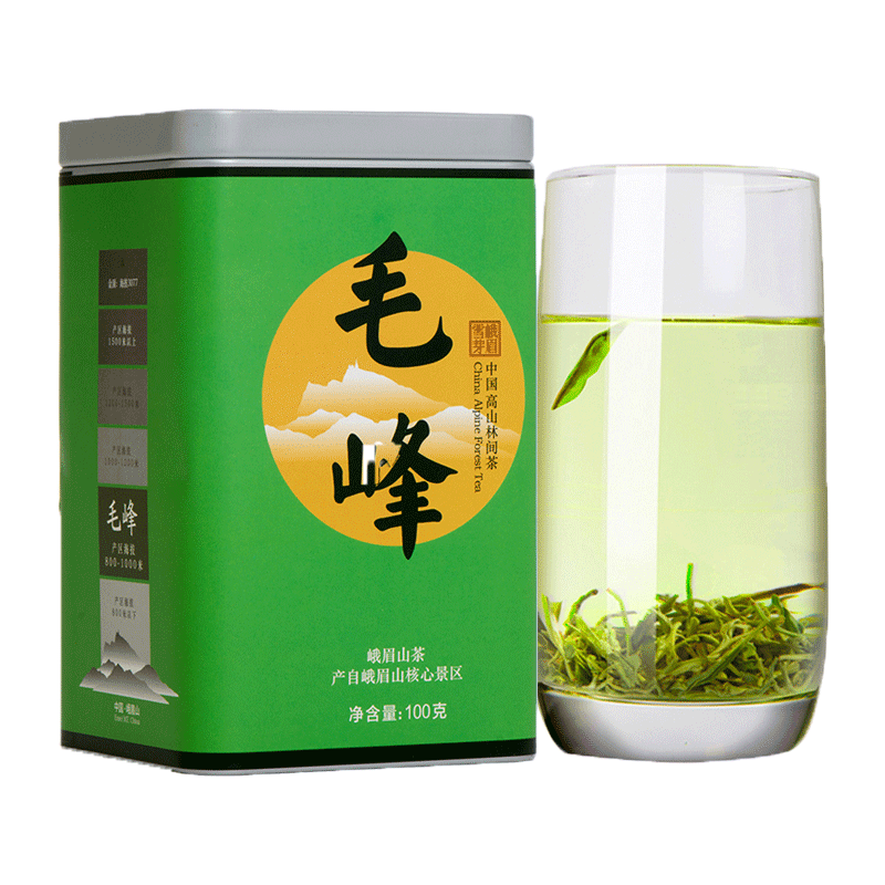 峨眉雪芽 茶葉綠茶毛峰 峨眉山高山嫩芽春茶茗茶自飲罐裝100g源頭直發(fā)