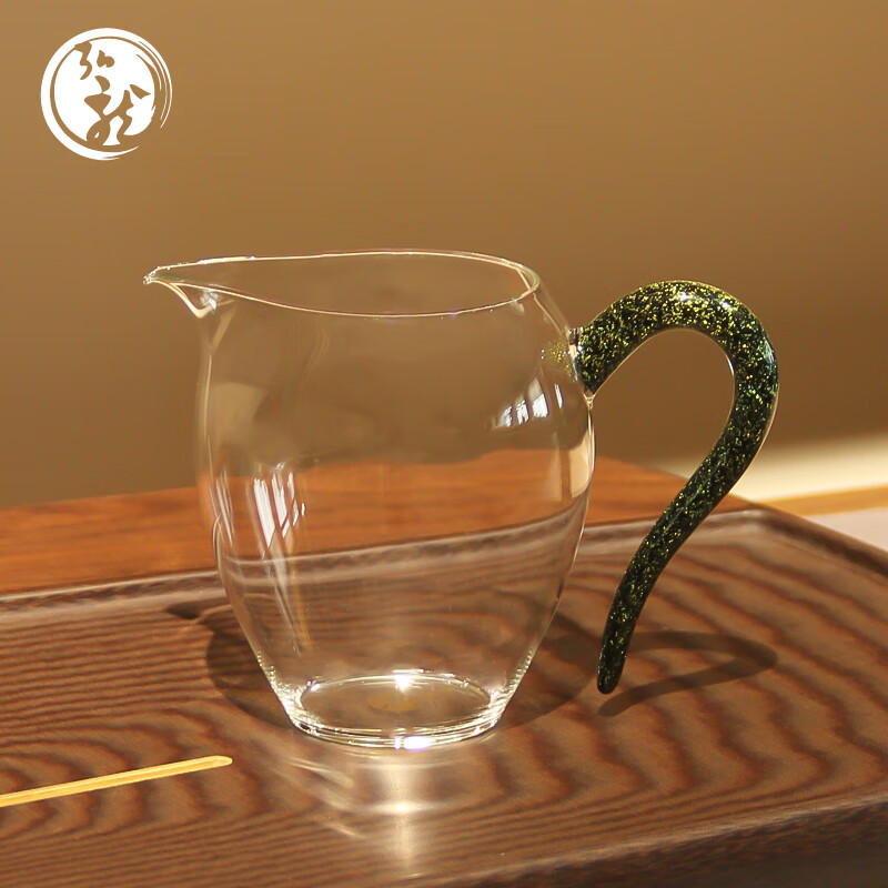 弘龍翊口茶海高硼硅玻璃公道杯加厚耐热日式分茶器透明泡茶茶具配件 黑金