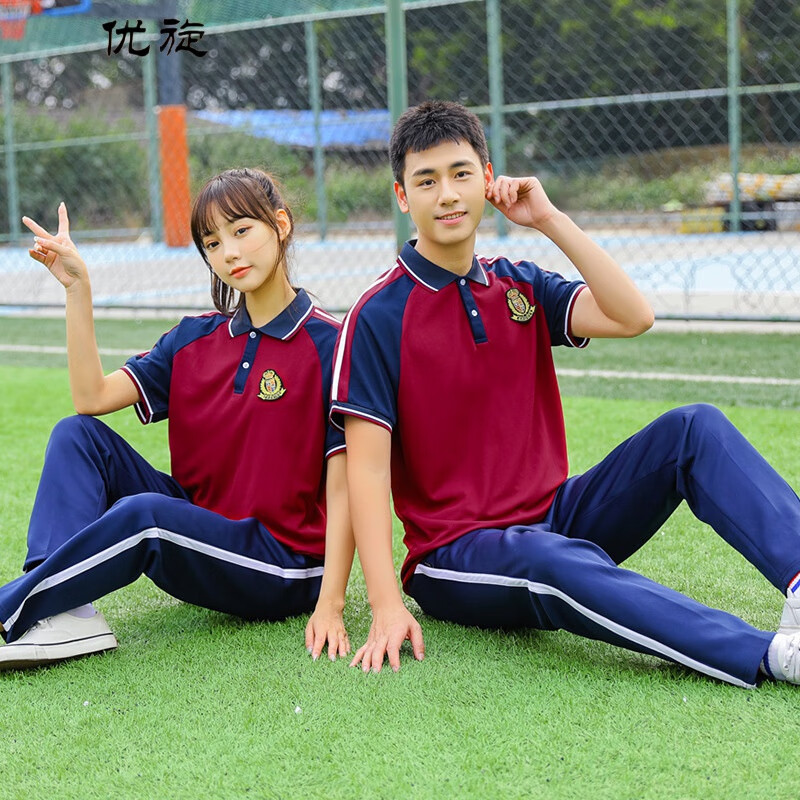 优旋2024新款中学生校服套装学院风夏季初中高中班服学生两件套运动服