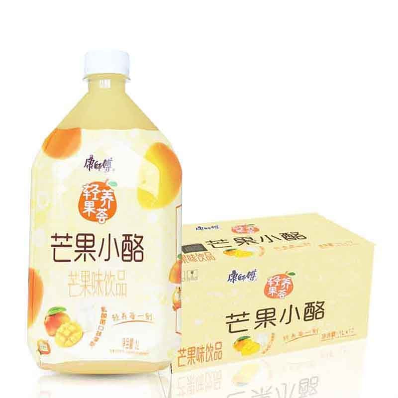 康师傅饮料芒果小酪大瓶1000ml装芒果味饮品1l*4瓶/8瓶夏日聚会饮品