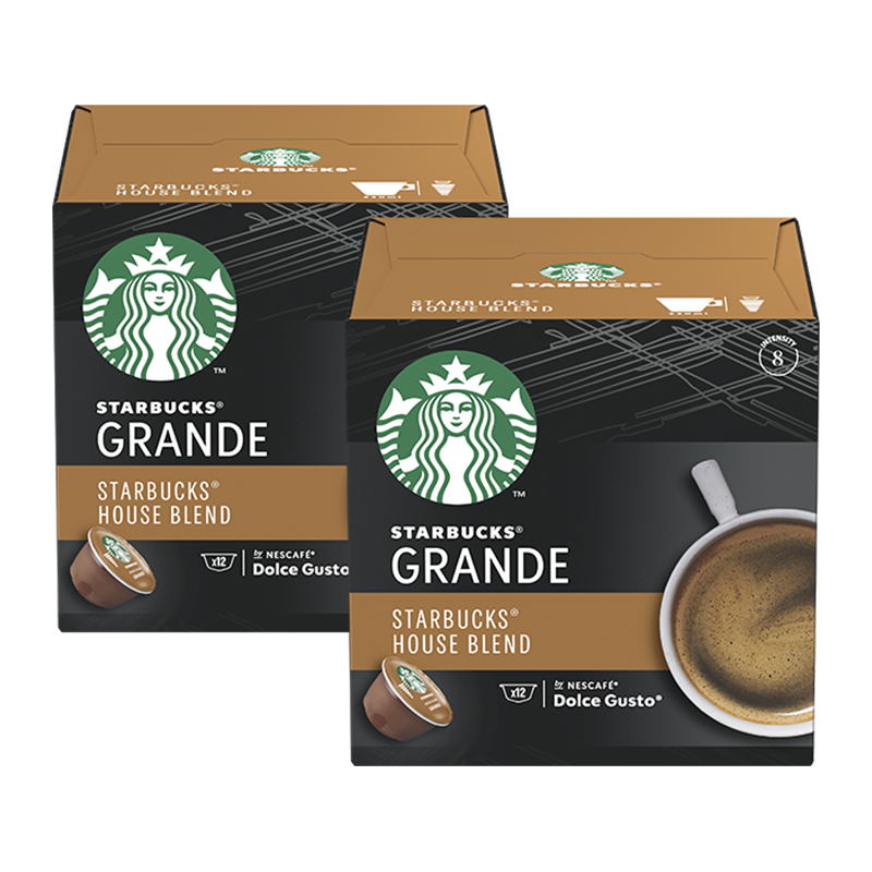 星巴克(Starbucks)雀巢多趣酷思胶囊咖啡 英国原装进口特选综合美式黑咖啡 中度烘焙 2盒装大杯可做24杯 107.2元