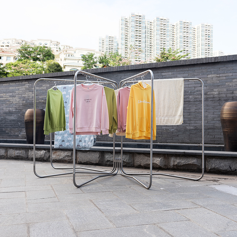旭媛不锈钢晾衣架户外多功能晾晒架落地折叠晒衣架阳台庭院晒被子架