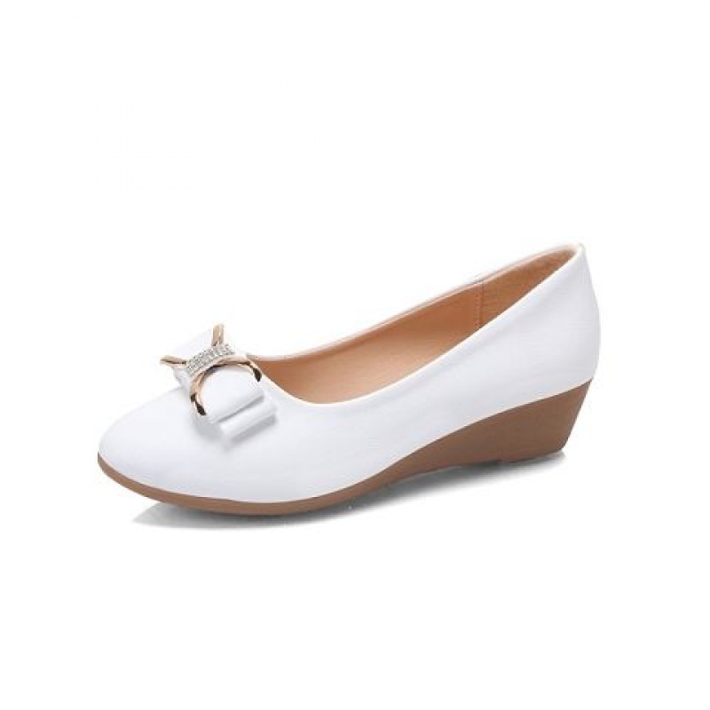 恺吉锐牛筋底春夏秋季新款蝴蝶结坡跟低跟女单鞋圆头女士工作鞋皮鞋