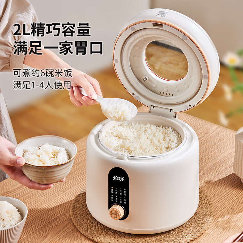 石崎成器日本 低糖电饭煲 降淀粉糖饭煲 电饭锅 米汤分离沥米饭微压1-2-3-4人家用2L多功能迷你不粘陶瓷钛 【升级款降淀粉含量51.4%】可视化丨米汤分离 2L
