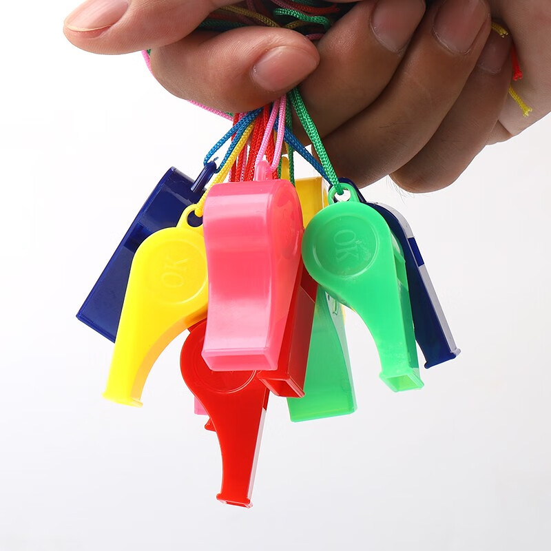 创禧 塑料彩色带绳口哨裁判口哨球迷哨子儿童吹口哨ok口哨bb哨  口哨