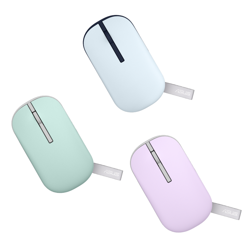 ASUS 华硕 棉花糖Marshmallow 2.4G蓝牙 双模无线鼠标 1600DPI 薄雾紫&森活绿