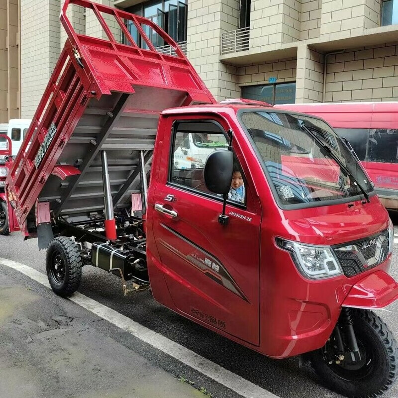 趣箭嘉陵三輪摩托車暢銷款手把式全蓬頭農(nóng)用車全新正品自卸中軸五輪車 嘉陵手把式標(biāo)配300水冷機自卸翻 2.2米長*1.45米寬工程車箱