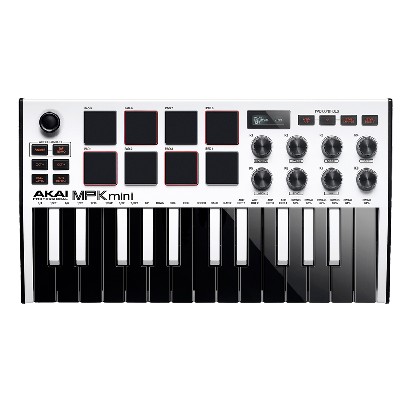 AKAI PROFESSIONAL 雅家MPK MINI键盘控制器25键便携编曲键盘佳品 AKAI-MPKmini 3 白色