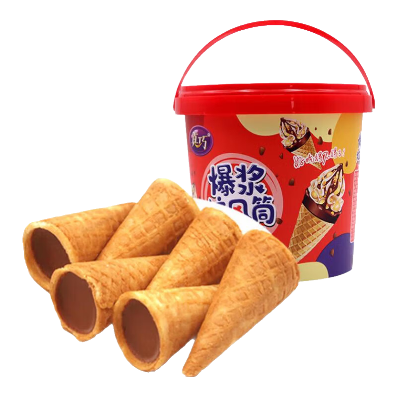 真巧巧克力饼干爆浆旋风筒桶装儿童休闲小零食独立包装夹心曲奇沾酱 148g爆浆旋风筒*2