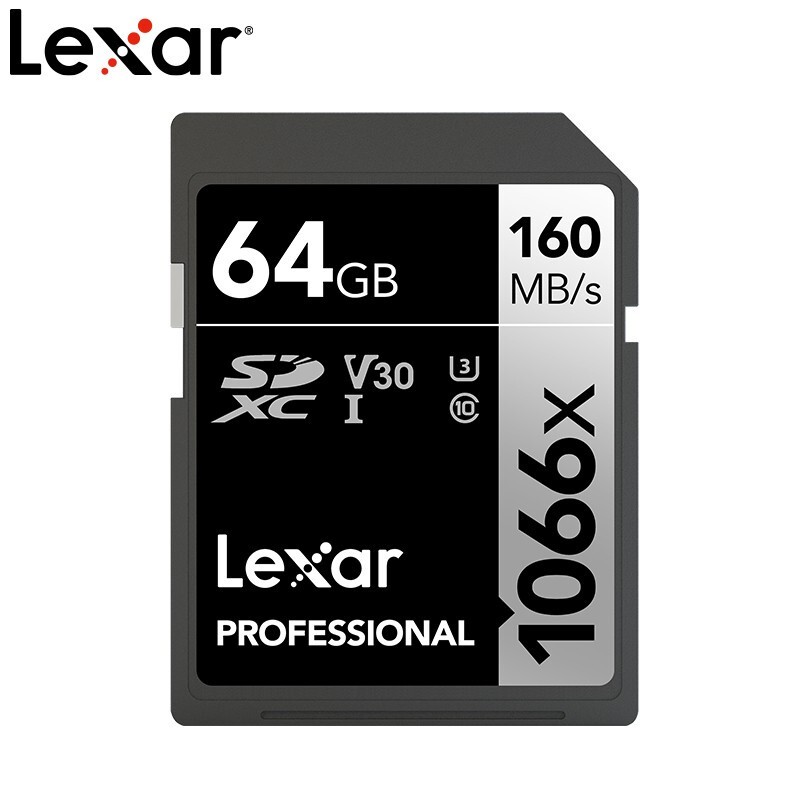 雷克沙（Lexar）读160MB/s（1066X）SD存储卡C10 U3 V30快上加稳4K流畅拍 64GB 标配