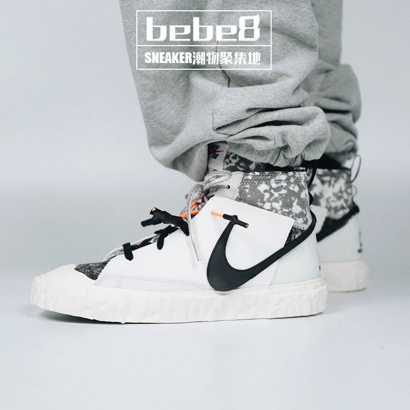 耐克耐克readymade x nike blazer mid联名开拓者男女休闲鞋 灰白cz