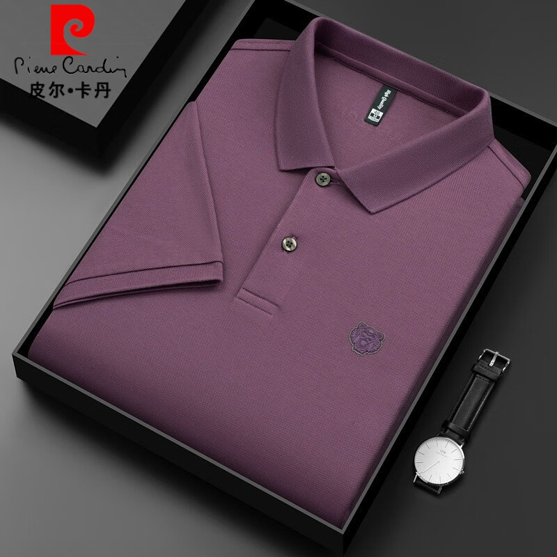 皮尔卡丹(pierre cardin)男士短袖t恤纯棉翻领体恤商务休闲丝光全棉