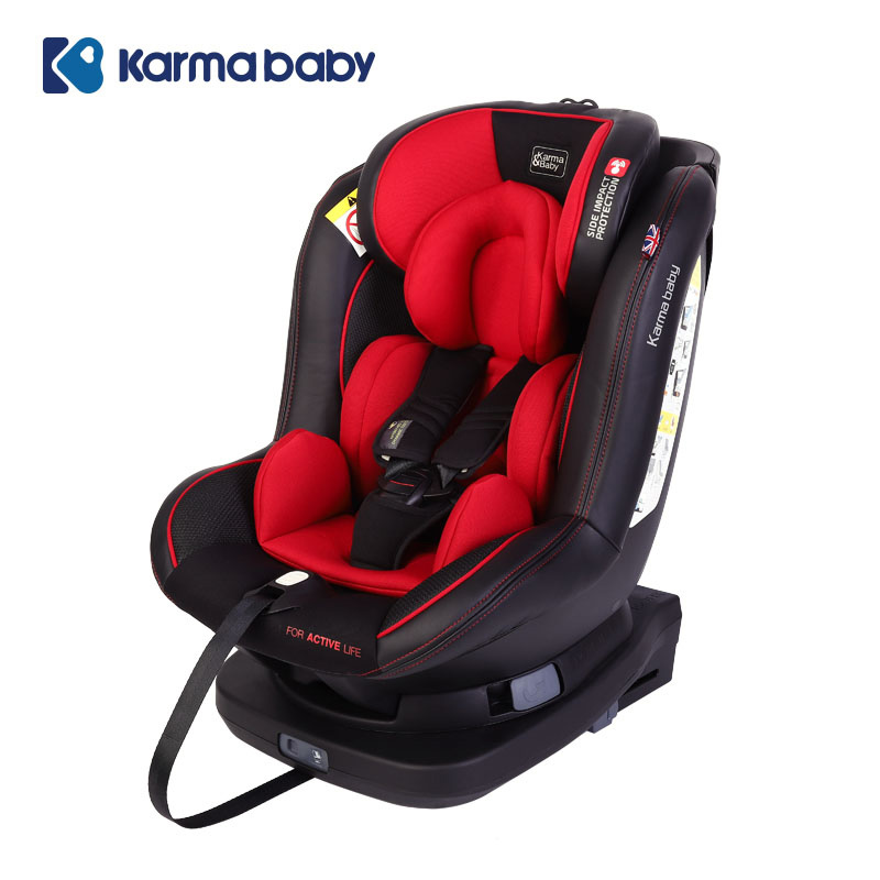 英国karmababy宝宝车载儿童安全座椅汽车用0-4岁3新生儿婴儿360度旋转 法拉利红