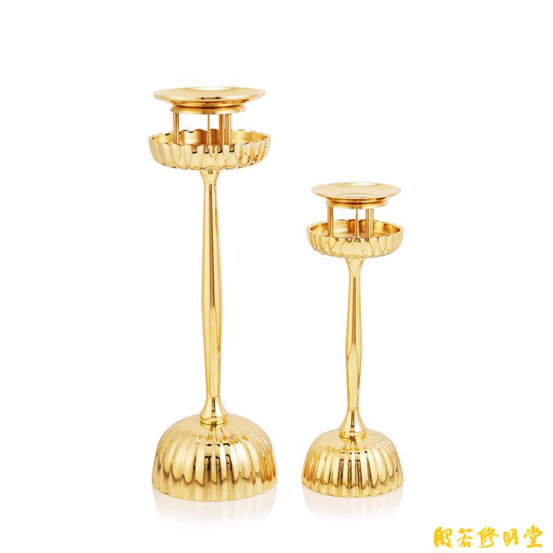 修明堂唐密真言宗铜菊坛灯烛台一面器佛坛供具菊坛灯大小号摆件 大号