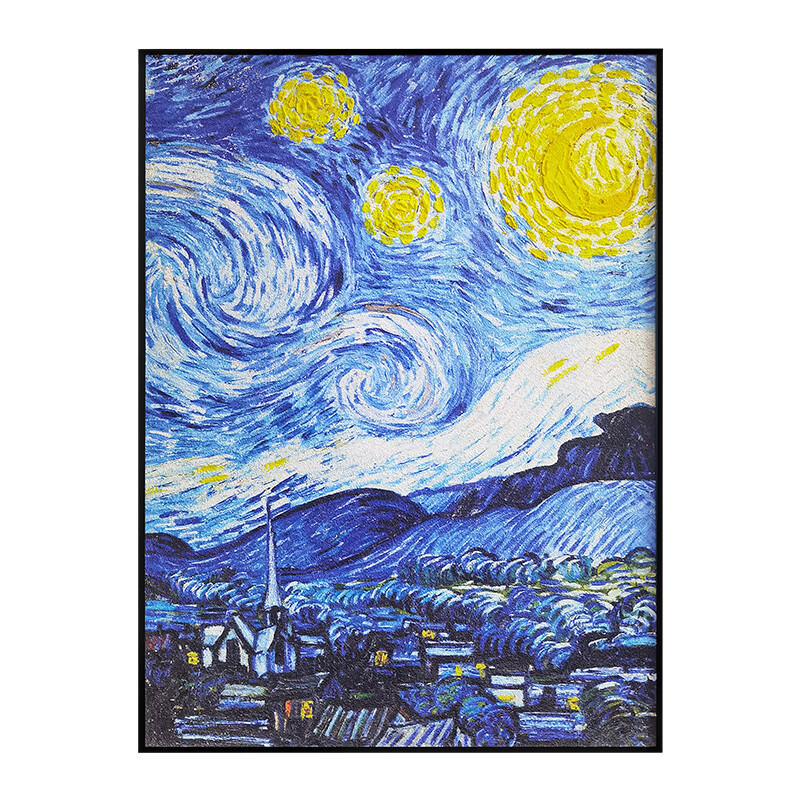 【星空】手工砂岩立体油画肌理画梵高星 星空 雅致黑色边框