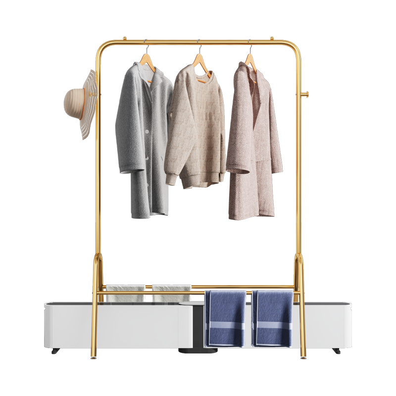 金贵夫人踢脚线取暖器晾衣架落地阳台折叠室内烘干专用挂衣架卧室衣架家用置物架 奢华金100cm简约款