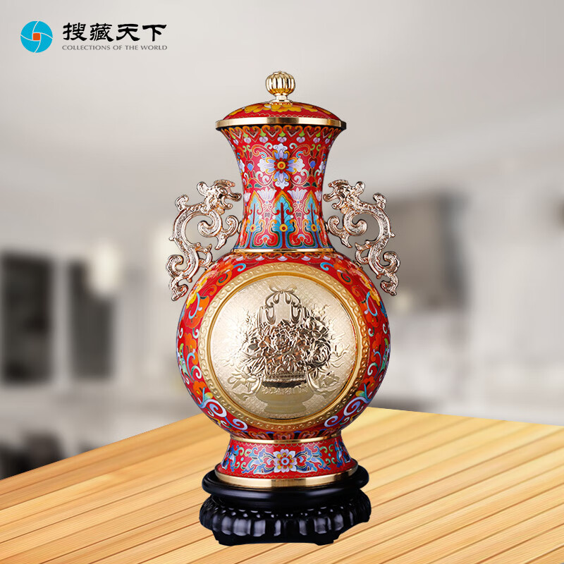 搜藏天下 收藏品景泰建国金尊手工艺摆件铜胎掐丝珐琅刘永森非遗文创