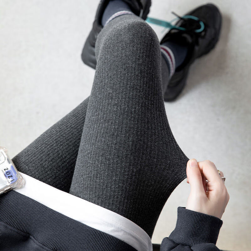 筱诗大码300斤胖mm灰色弹力打底裤女秋冬加绒高腰紧身保暖裤加厚秋裤