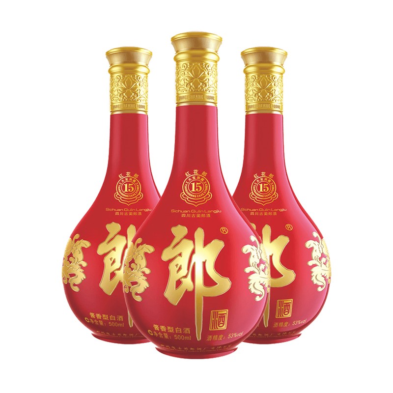 【酒小二】郎酒 红花郎53°(15)酱香型500ml 3瓶dmdegl