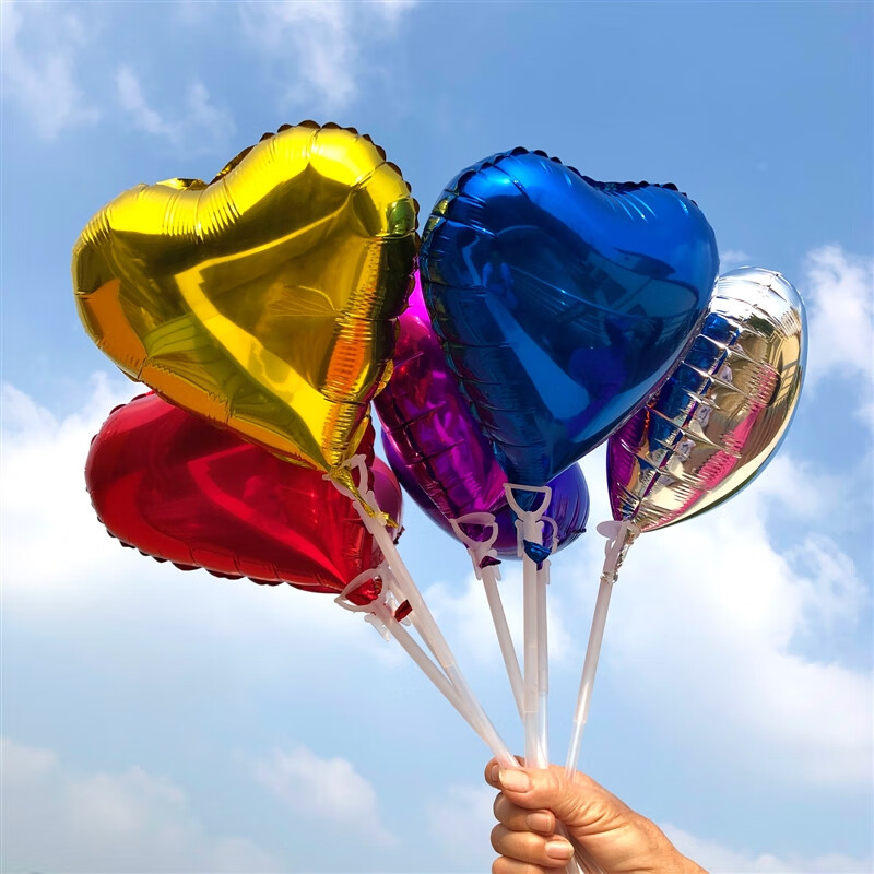 圣诞节心形铝膜气球地推小礼品摆摊手持棒店铺促销婚庆布置用品 10寸