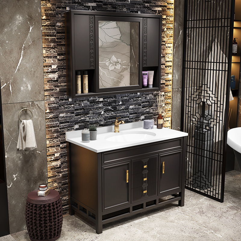 式洗脸洗手盆柜组合卫生间洗漱台实木卫浴柜沐浴柜洗漱台洗手洗脸盆