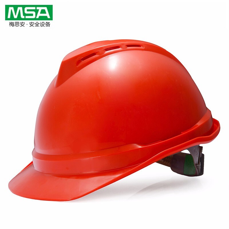 梅思安MSA 10146674 V-Gard 豪华型安全帽（ABS 红色 一指键帽衬 D型下颏带)不含印字