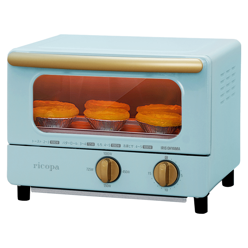 IRIS OHYAMA日本IRIS爱丽思烤箱家用多功能迷你电烤箱烘焙蛋糕蒸烤箱小型自动EOT-01 蓝色