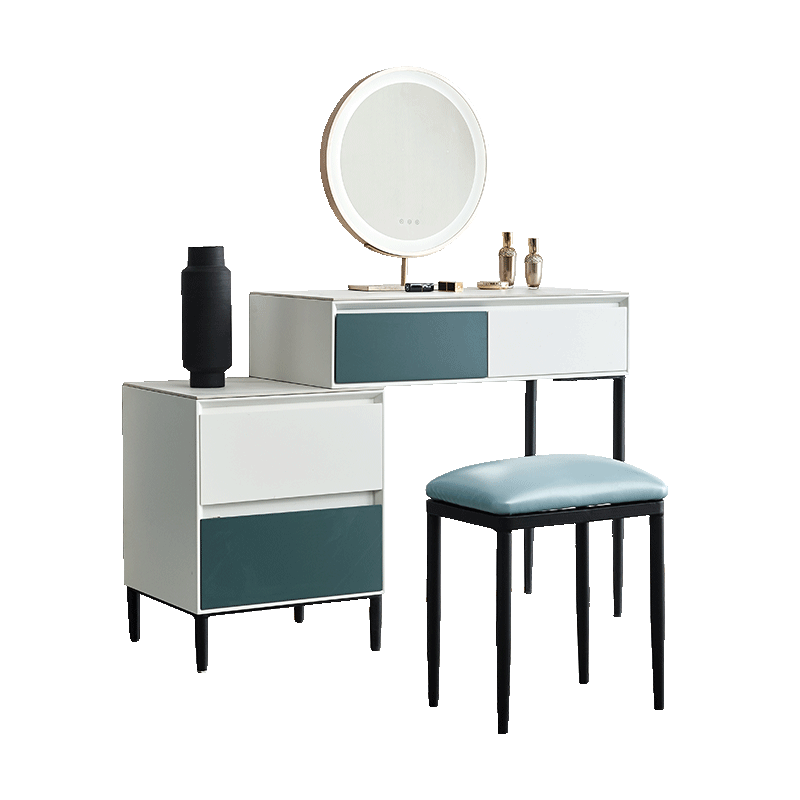 A家家居 意式梳妆台卧室网红ins风轻奢现代简约小型大理石收纳一体岩板化妆桌柜子 妆台妆凳组合