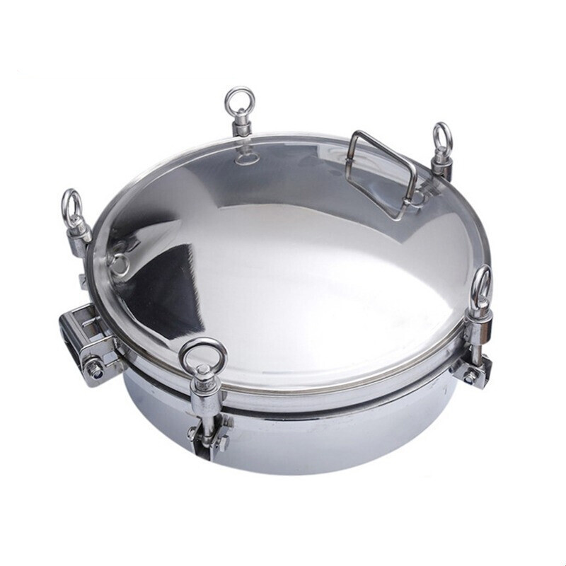 京信工304不锈钢压力人孔圆形耐压法兰人孔盖密封圈反应釜罐用观察