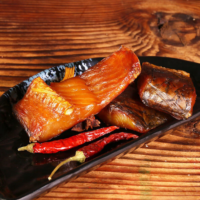 500g腊鱼湖南特产烟熏制草鱼块咸鱼干湖北腊肉 红色