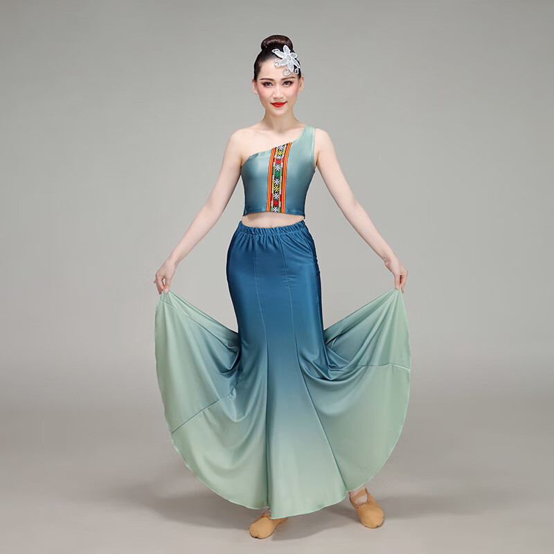 荣西图(rongxitu)傣族舞蹈演出服练功服表演服女民族傣族孔雀舞鱼尾