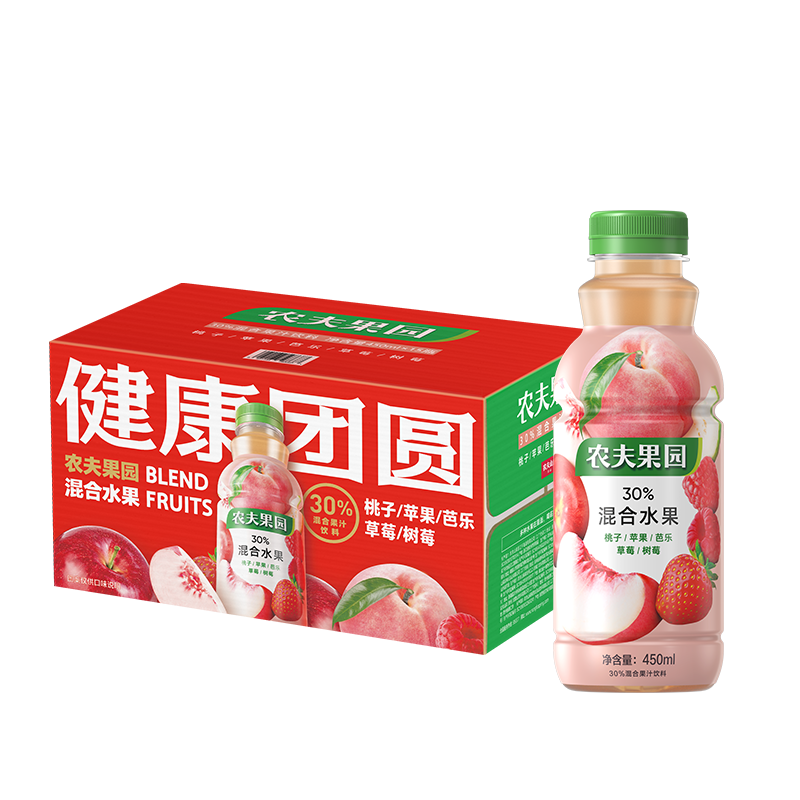 农夫山泉 农夫果园30%混合果汁 整箱装 450ml*15瓶 桃苹果芭乐