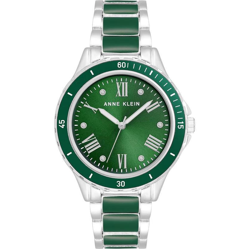anne klein24新款女士时尚腕表bracelet绿色潮流钢带石英手表 green