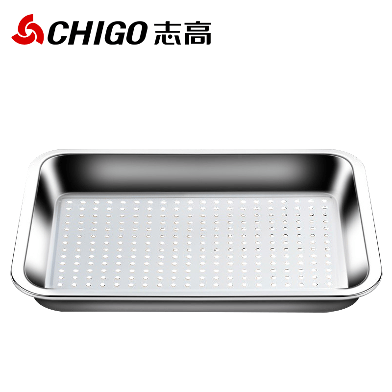 志高（CHIGO）蒸饭柜盘子商用不锈钢托盘家用肠粉盘凉皮盘纯平底盘子烤鱼酒店有孔无孔长方形蒸盘 201有孔盘40*30*2.5CM怎么看?