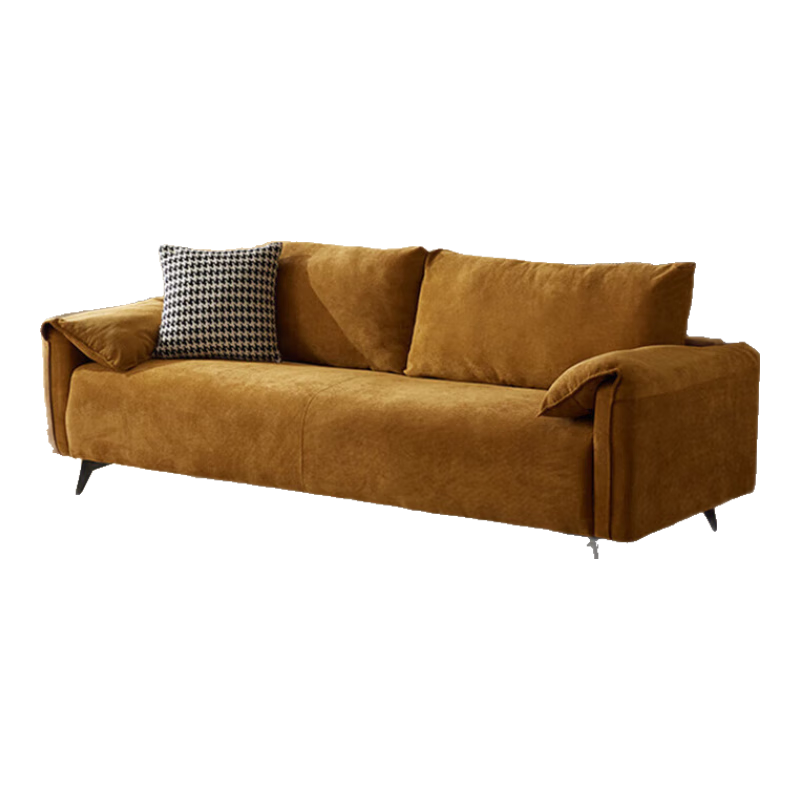 牧席北歐沙發(fā)小戶(hù)型客廳臥室房間小型沙發(fā)復(fù)古布藝新款直排式雙人沙發(fā) 1-姜黃色【親膚柔軟燈芯絨】 一人位 85cm