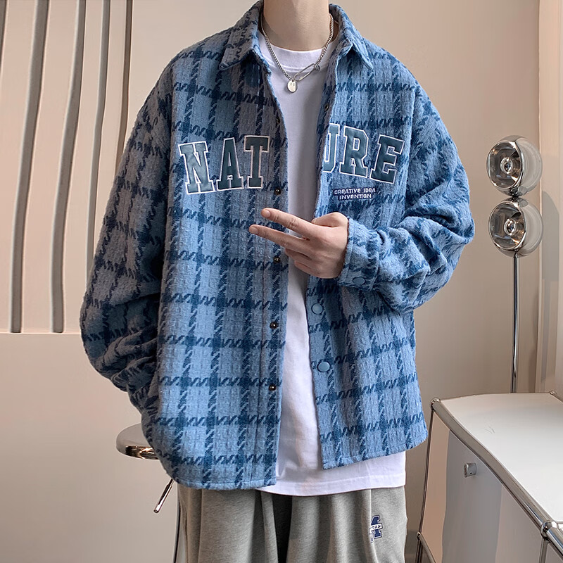 Foss Phil夹克男装小香风潮流百搭格子长袖上衣2026春夏季外套男士学生 JZL-23105白色 XL (130斤-150斤)