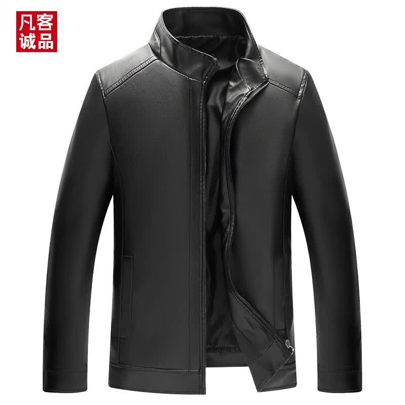凡客诚品春秋款皮衣机车男士男装皮夹克外套衣服夹克修身休闲 PY3333黑色【薄款】 XL体重135-150斤高性价比高么？