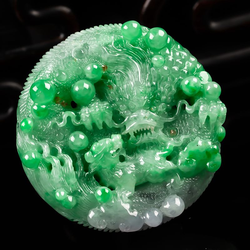 【珠宝严选】晟辉珠宝 翡翠龙牌吊坠玉石 挂件玉器附证书 67.