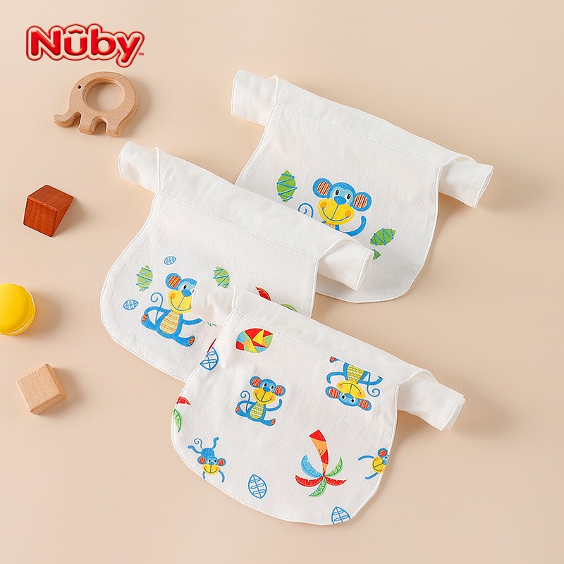 努比(nuby)婴儿汗巾宝宝纯棉纱布隔汗巾幼儿园垫背巾吸汗巾 猴子44*23