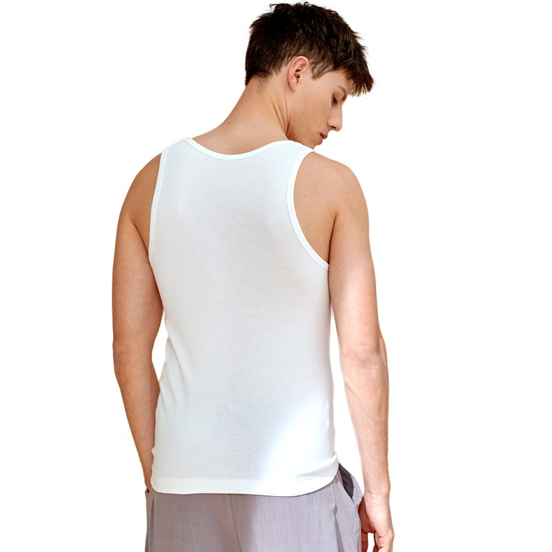 三枪两件装纯棉背心男士罗纹弹力轻薄透气修身运动内搭无袖坎肩汗衫 特白+特白 XL