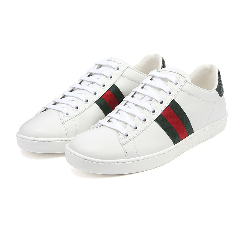 gucci 古驰 gucci女鞋 女士ace系列条纹织带小白鞋运动鞋 白色 387993