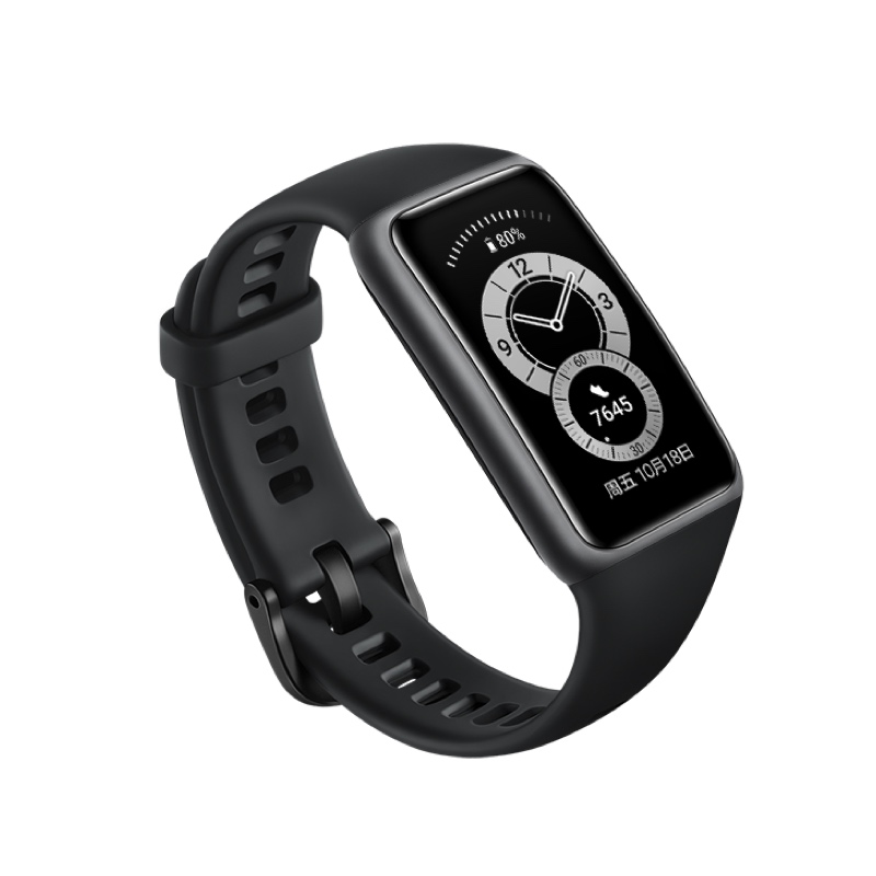 华为 HUAWEI 手环6 标准版 运动手环 智能手环 全天候血氧监测/炫彩全面屏/2周长续航/96种运动 曜石黑