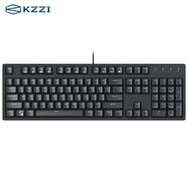 珂芝（KZZI）机械键盘笔记本办公键盘电脑游戏键盘德国原厂cherry樱桃轴 K104有线白色背光104键 黑色红轴