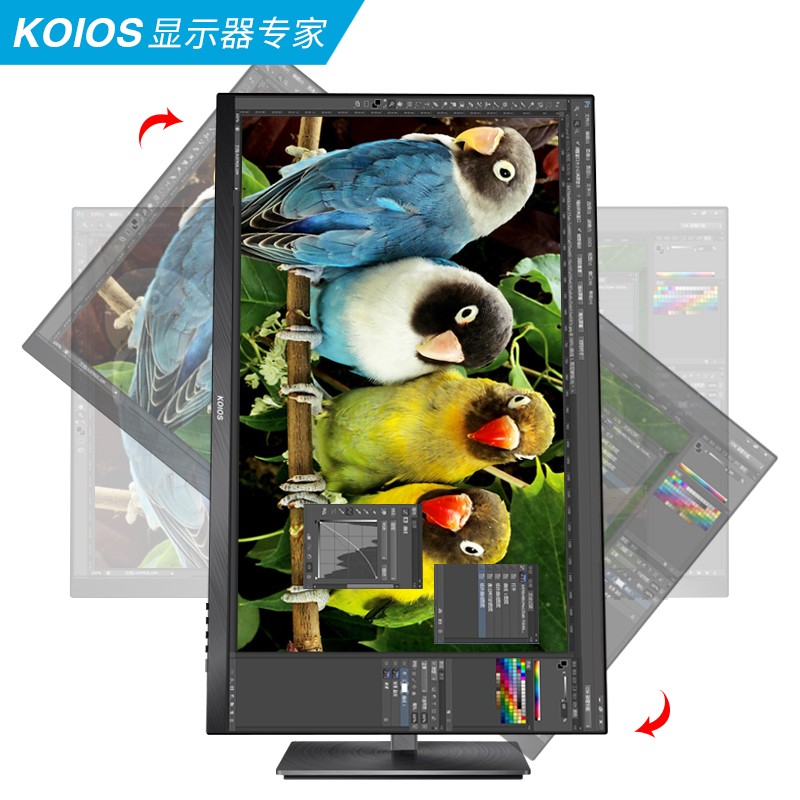 KOIOS K2721UB 27英寸IPS广色域4K Type-C窄边框 旋转升降 专业设计显示器 黑色