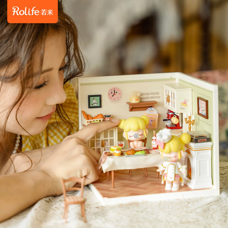 若来（Rolife）超级世界积木玩具小屋diy拼装立体拼图玩具儿童礼物生日女 餐厅【不含屋顶防尘板】