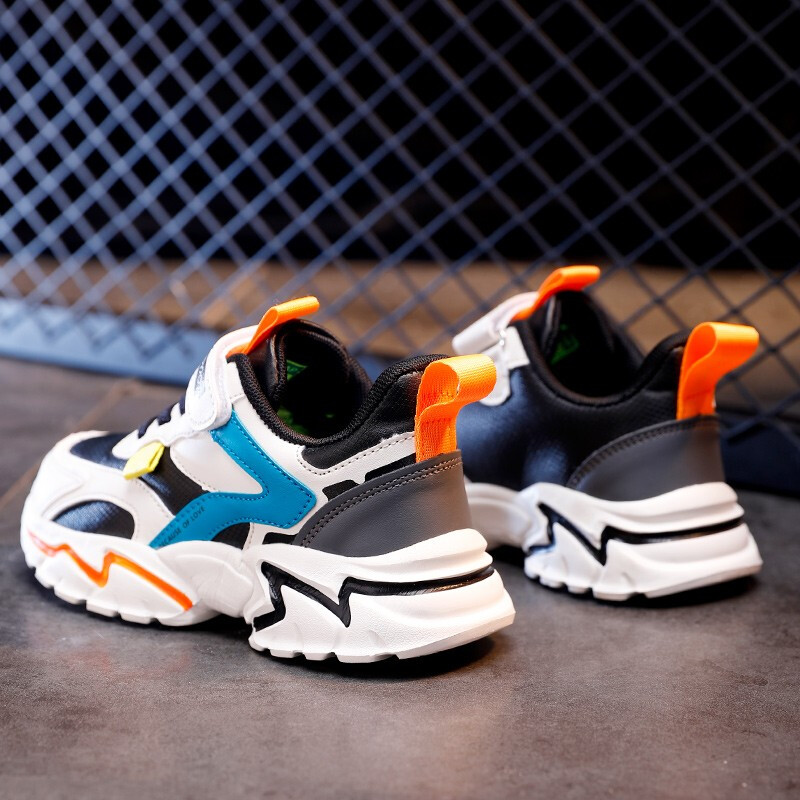 贝天熊童鞋男童运动鞋秋冬季新款儿童加绒保暖棉鞋中大童时尚百搭休闲防滑小男孩学生防水皮面跑步鞋 BBG8938黑橘【皮面】 28码/内长18.0cm【建议脚长17.0】