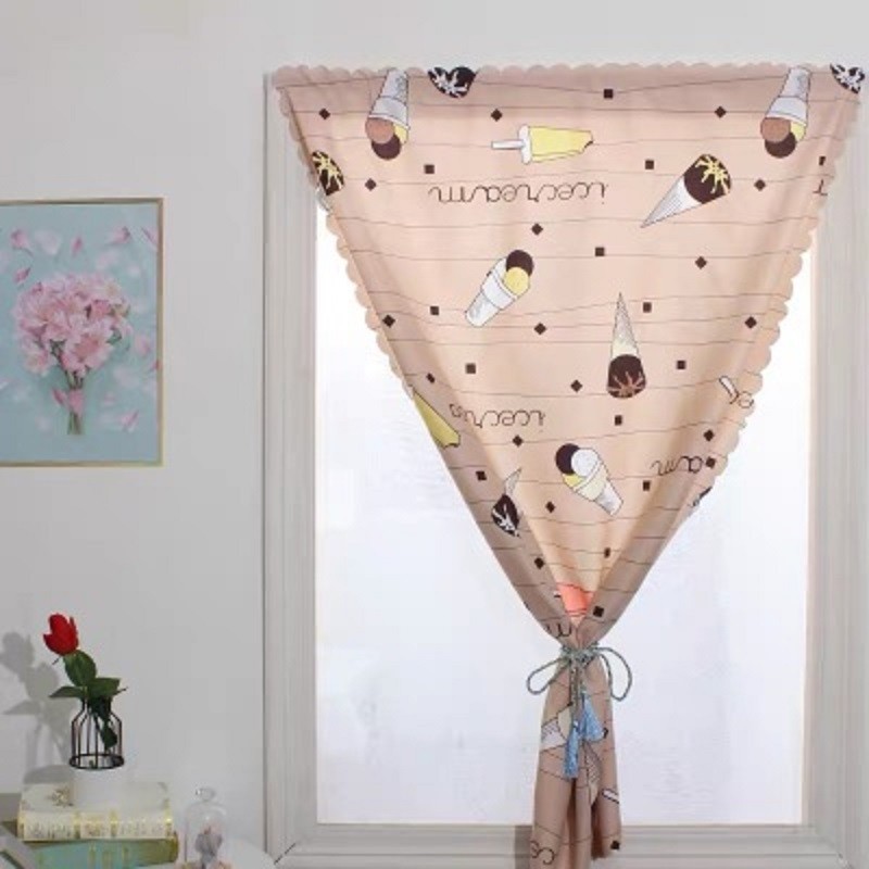 易陶得(yitaode)小窗户出租房简易窗帘免打孔安装魔术贴粘贴式短飘窗